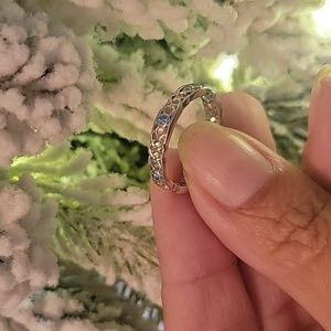 Blue topaz Sterling silver stacker ring 7 Wedding band?